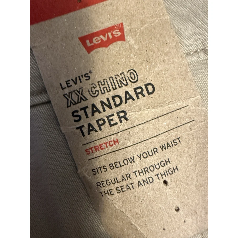 Levis Pants XX Chino Standard‎ Taper Stretch Khaki Brown Size 38x31 NWT Flawed